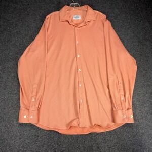 Mizzen + Main Mens XXL Orange Gingham Performance Trim Fit Long Sleeve Shirt